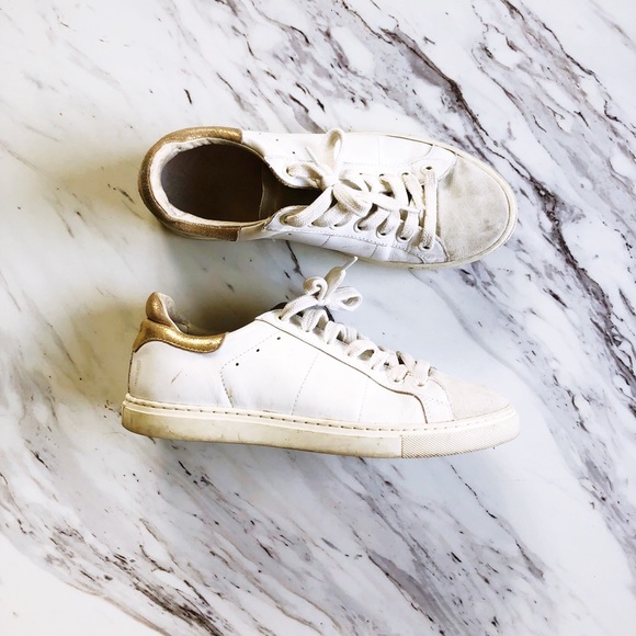 IRO Shoes - IRO White and Gold Leather and Suede Sneakers